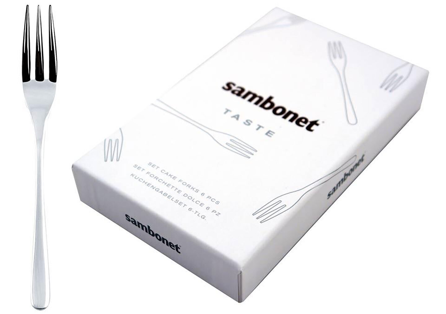 Sambonet Cake &amp; Coffee 6 Piece Cake Forks Taste 52553A55, MPN: 52553A55, 790955968981