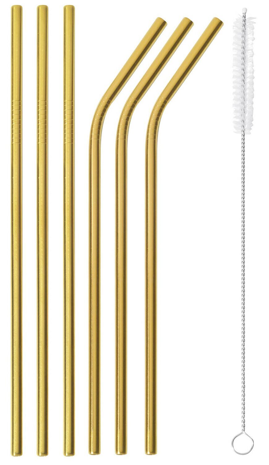 Sambonet Mix &amp; Play Straws Set 6 Piece With Brush Mix &amp; Play 3 Piece Straight 3Piece Curved 59301G0…