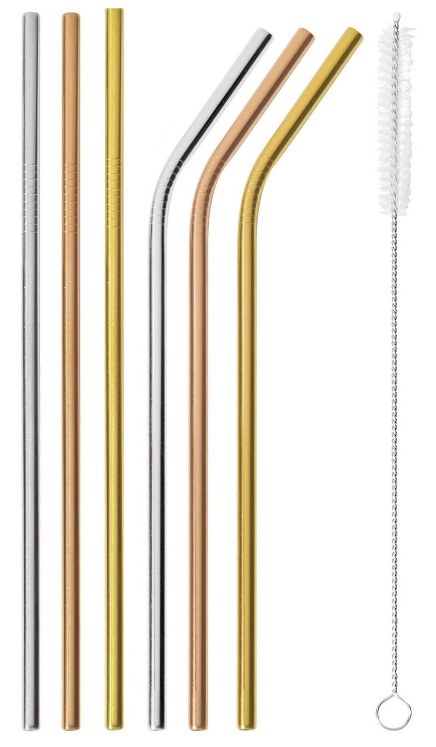 Sambonet Mix &amp; Play Straws Set 6 Piece With Brush 3 Piece Straight 3Piece Curved 59301X06, MPN: 593…