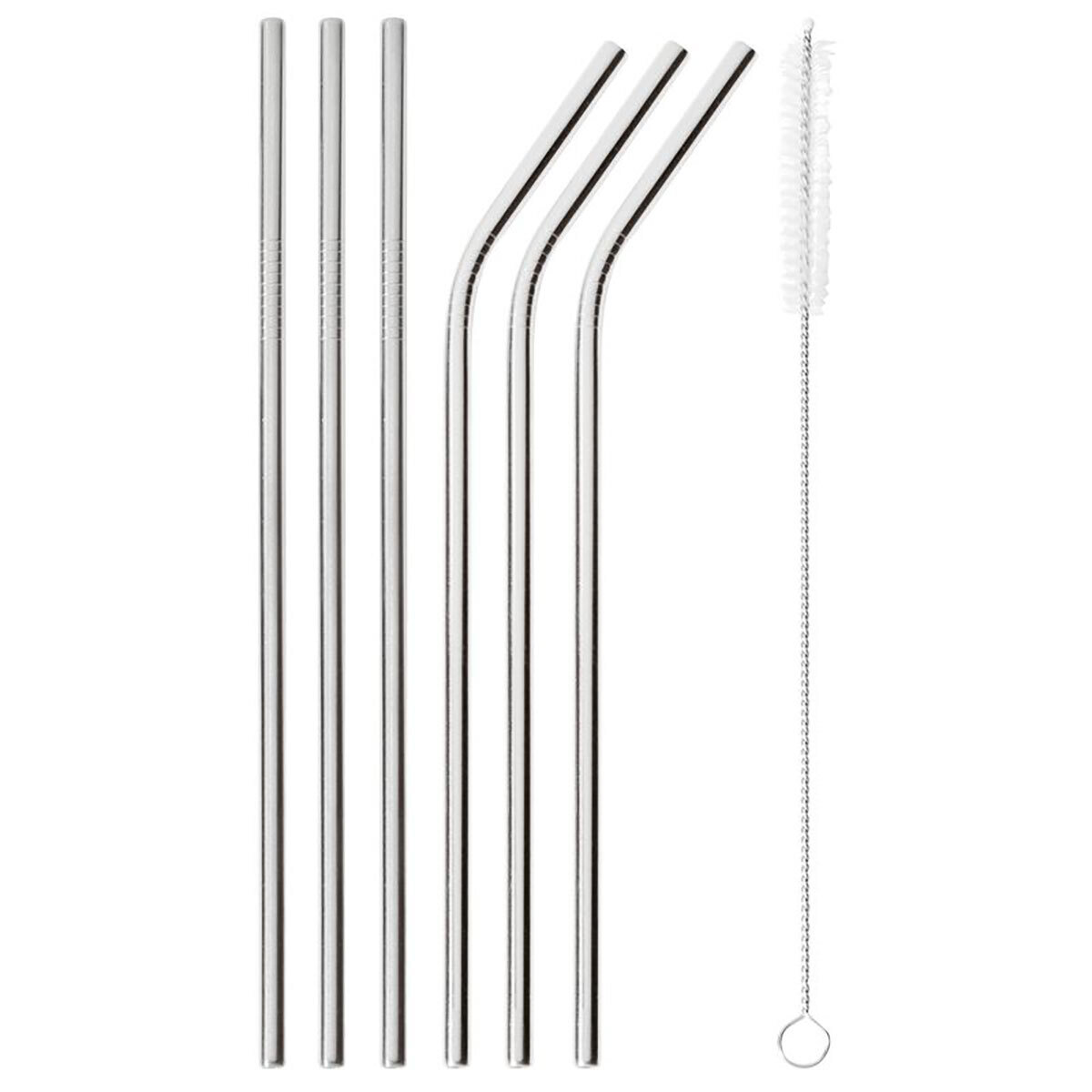 Sambonet Mix &amp; Play Straws Set 6 Piece With Brush Mix &amp; Play 3 Piece Straight 3Piece Curved 59301-0…