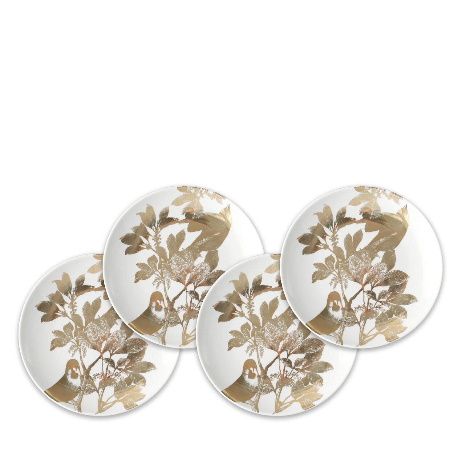 Caskata Arbor Birds Canape Plates Set of 4 Gold CANA-223, MPN: CANA-223, 816666029589