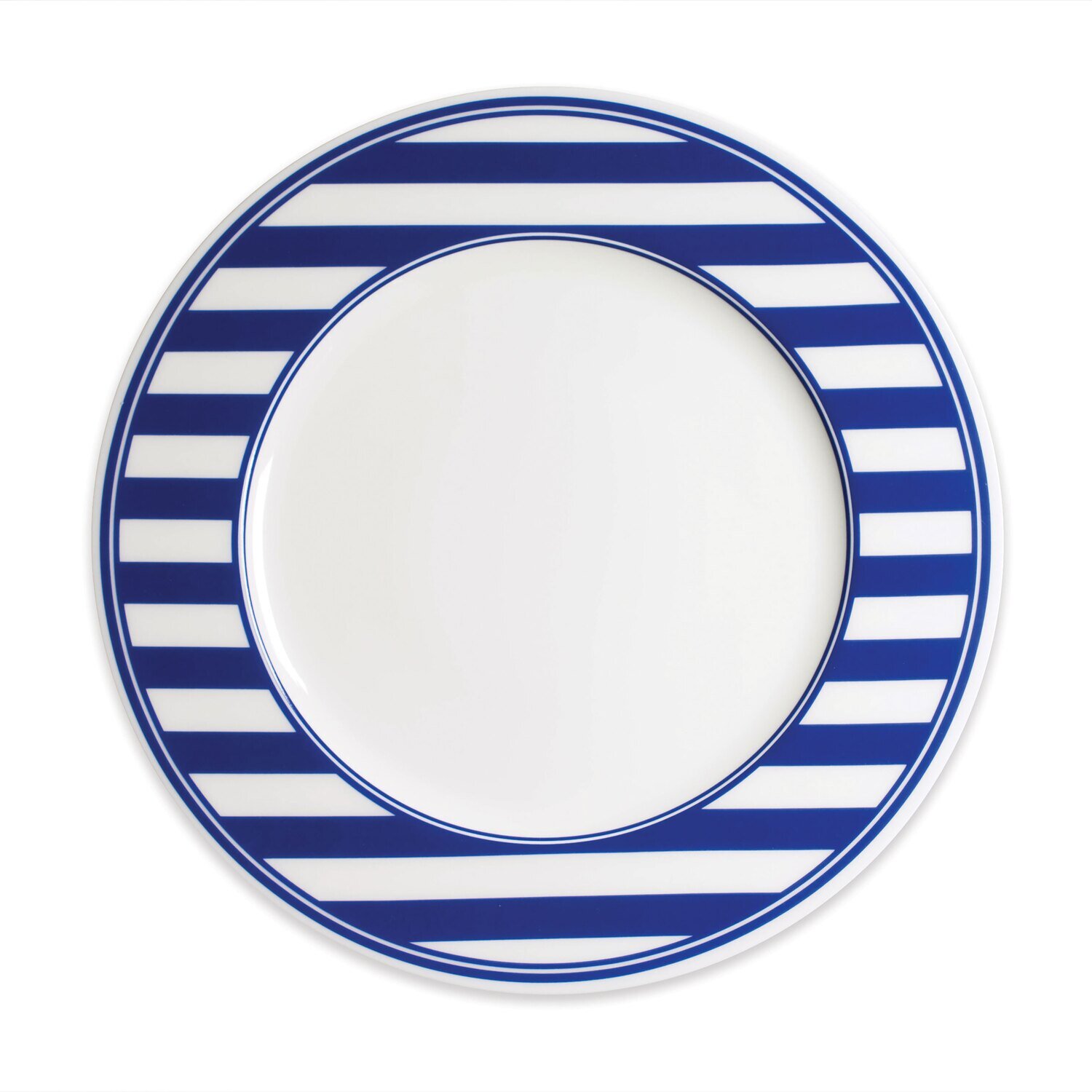 Caskata Beach Towel Stripe Rimmed Dinner Plate Blue DINA-390