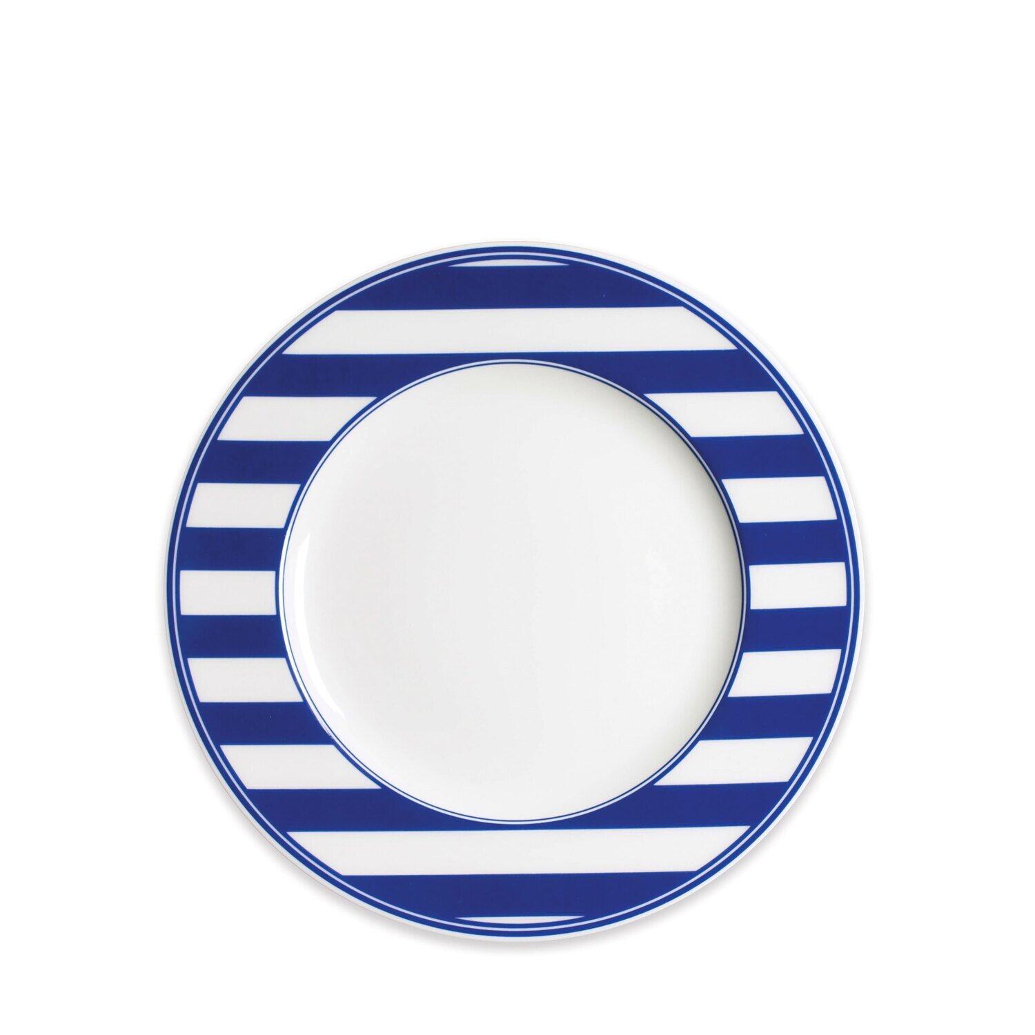 Caskata Beach Towel Stripe Rimmed Salad Plate Blue SALA-390, MPN: SALA-390, 817325019934