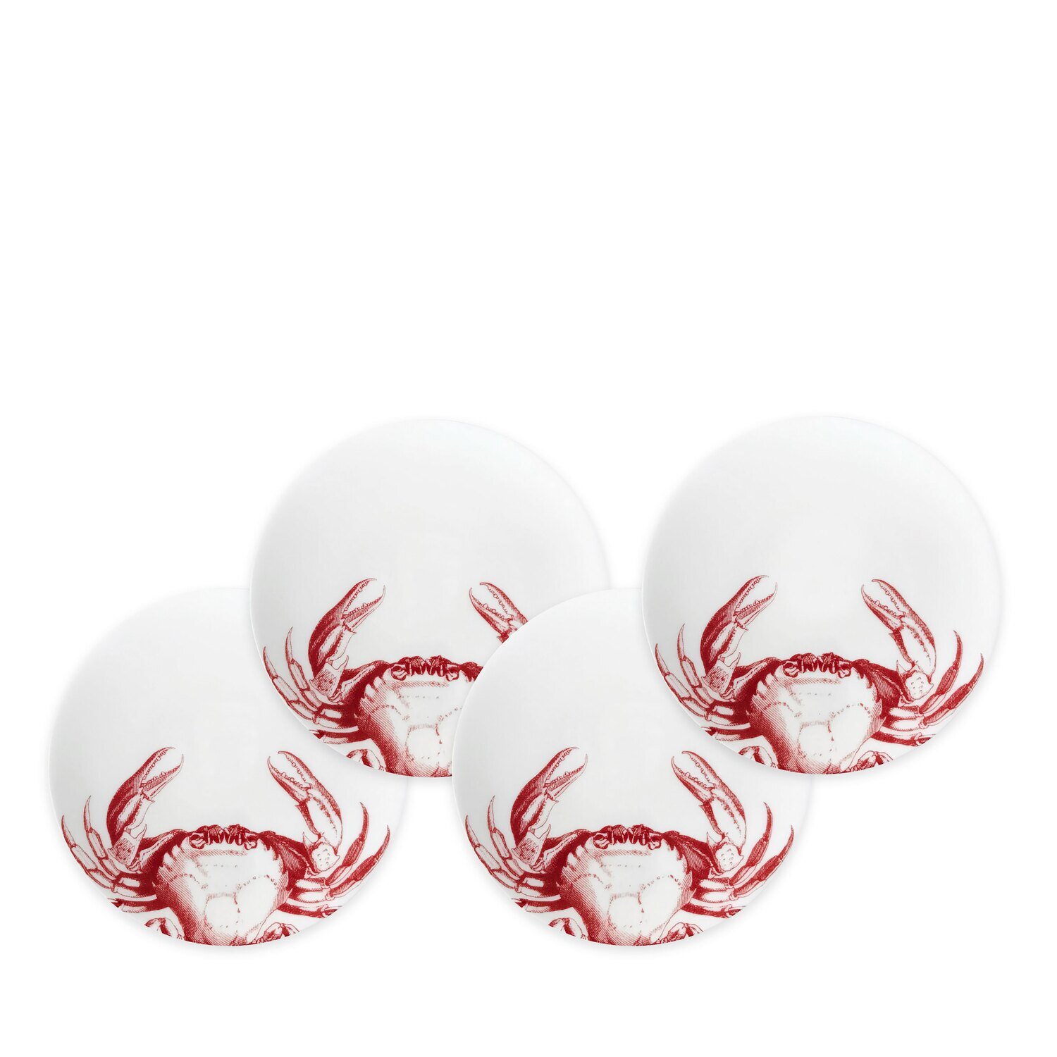 Caskata Crab Canape Plates Set of 4 Red CANA-350