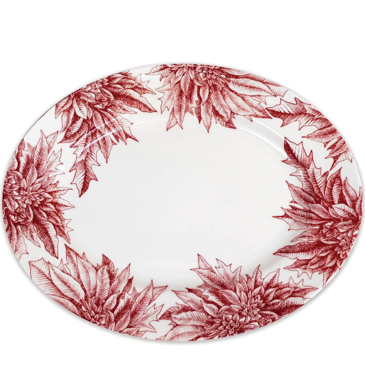 Caskata Poinsettia Large Rimmed Oval Platter Red LOVL-540, MPN: LOVL-540, 816666027066