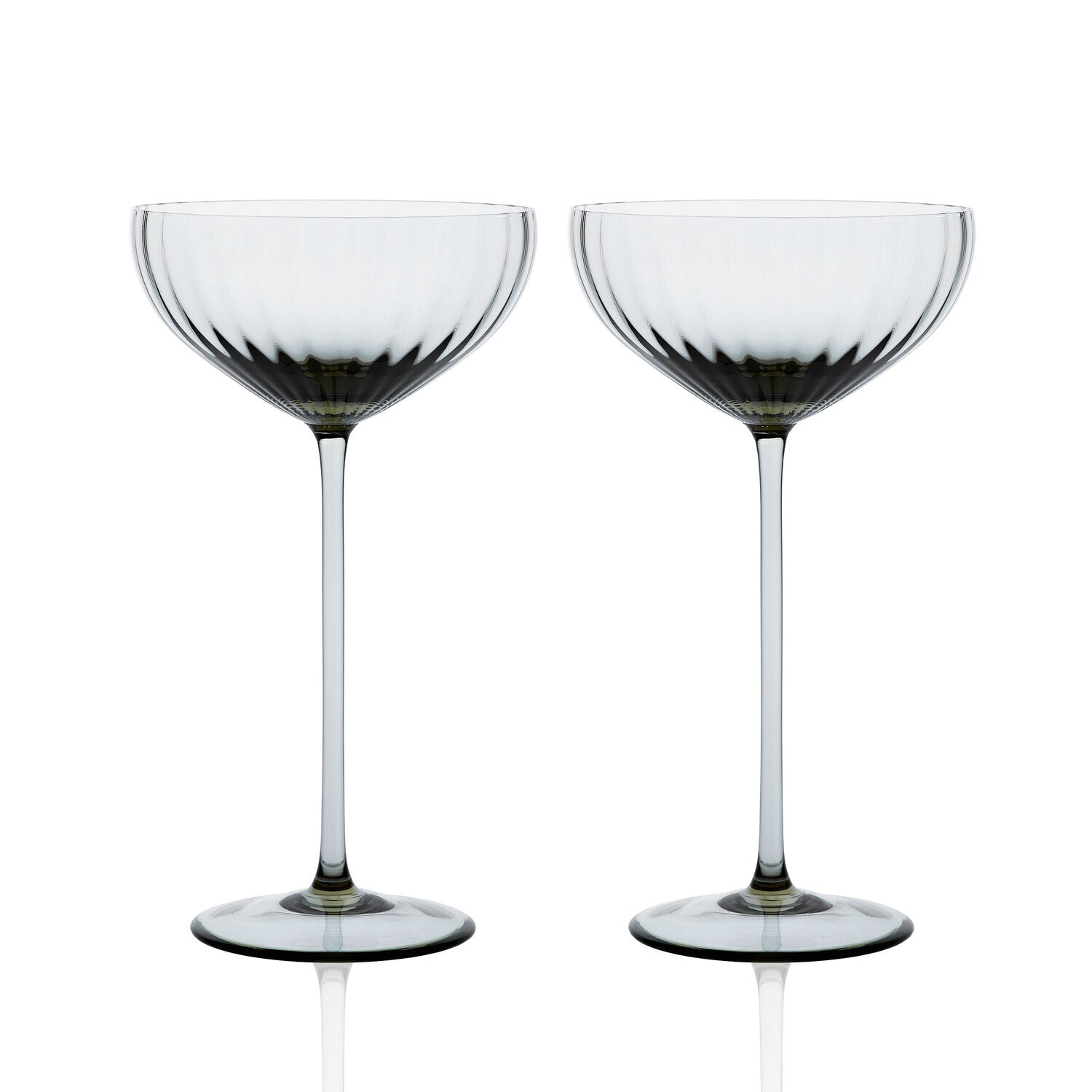 Caskata Quinn Optical Coupe Cocktail Glasses Set of 2 Smoke GL-OCOUP-100, MPN: GL-OCOUP-100, 817325…