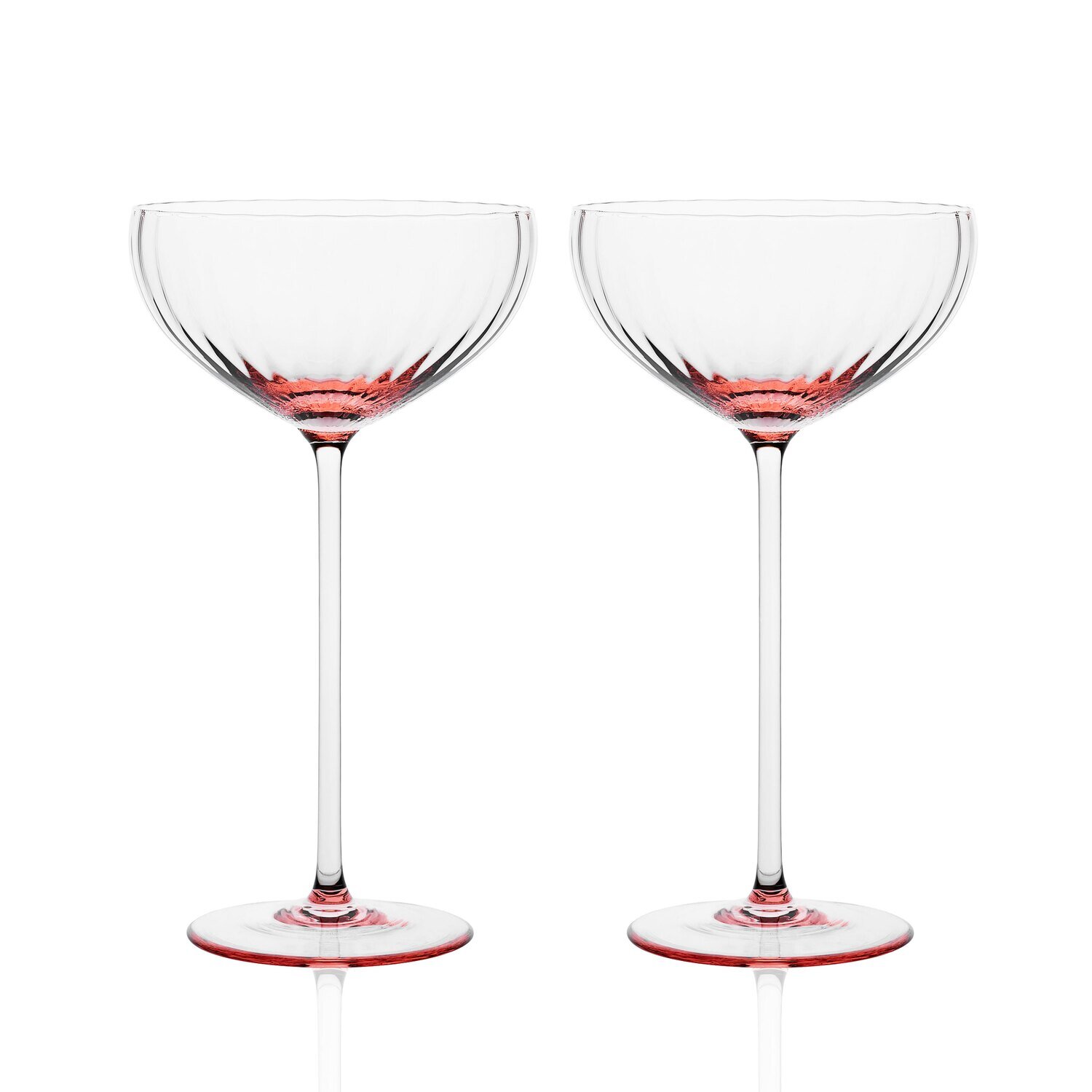 Caskata Quinn Optic Coupe Cocktail Glasses Set of 2 Rose GL-OCOUP-300