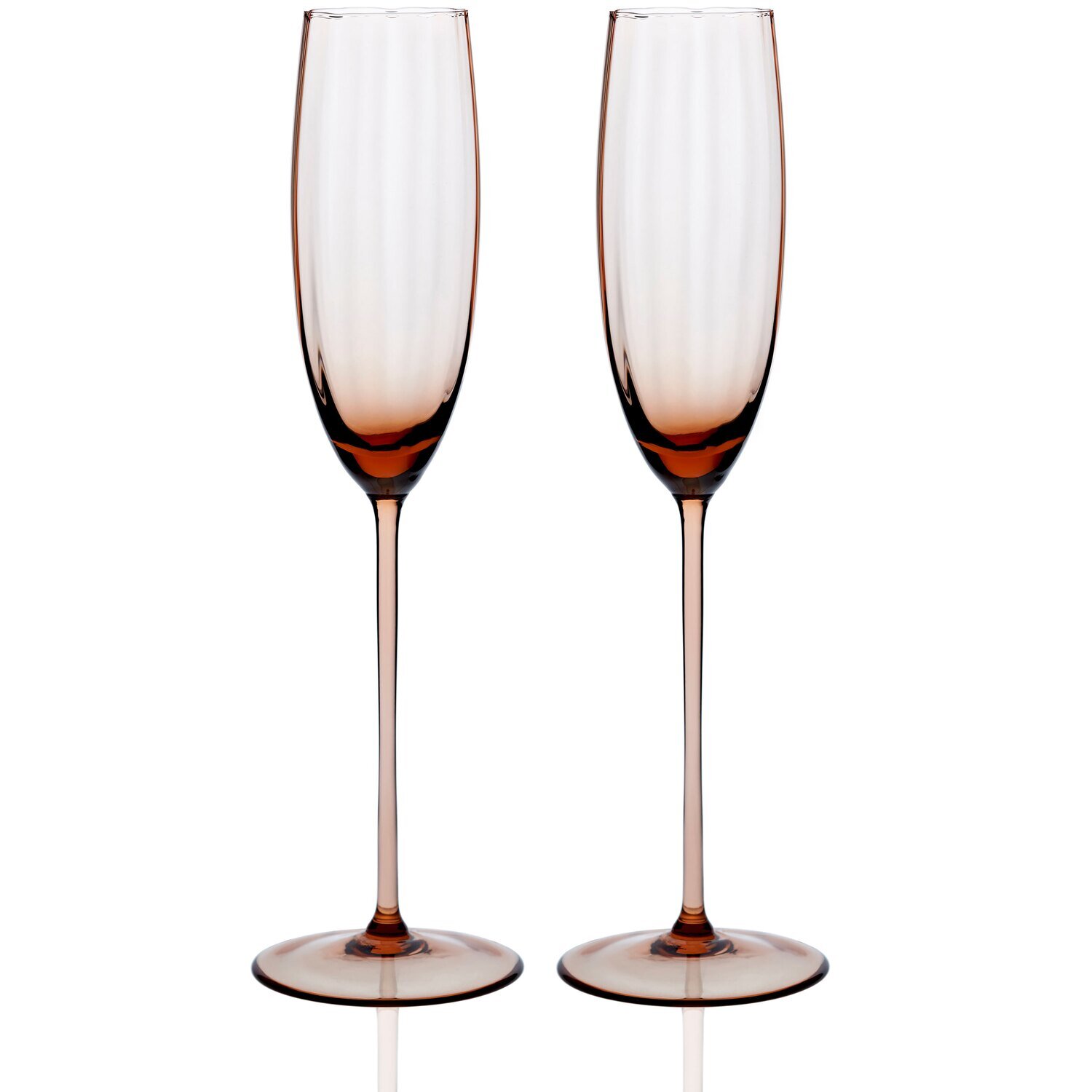Caskata Quinn Optic Flute Glasses Set of 2 Amber GL-OFLUTE-200, MPN: GL-OFLUTE-200, 817325013864