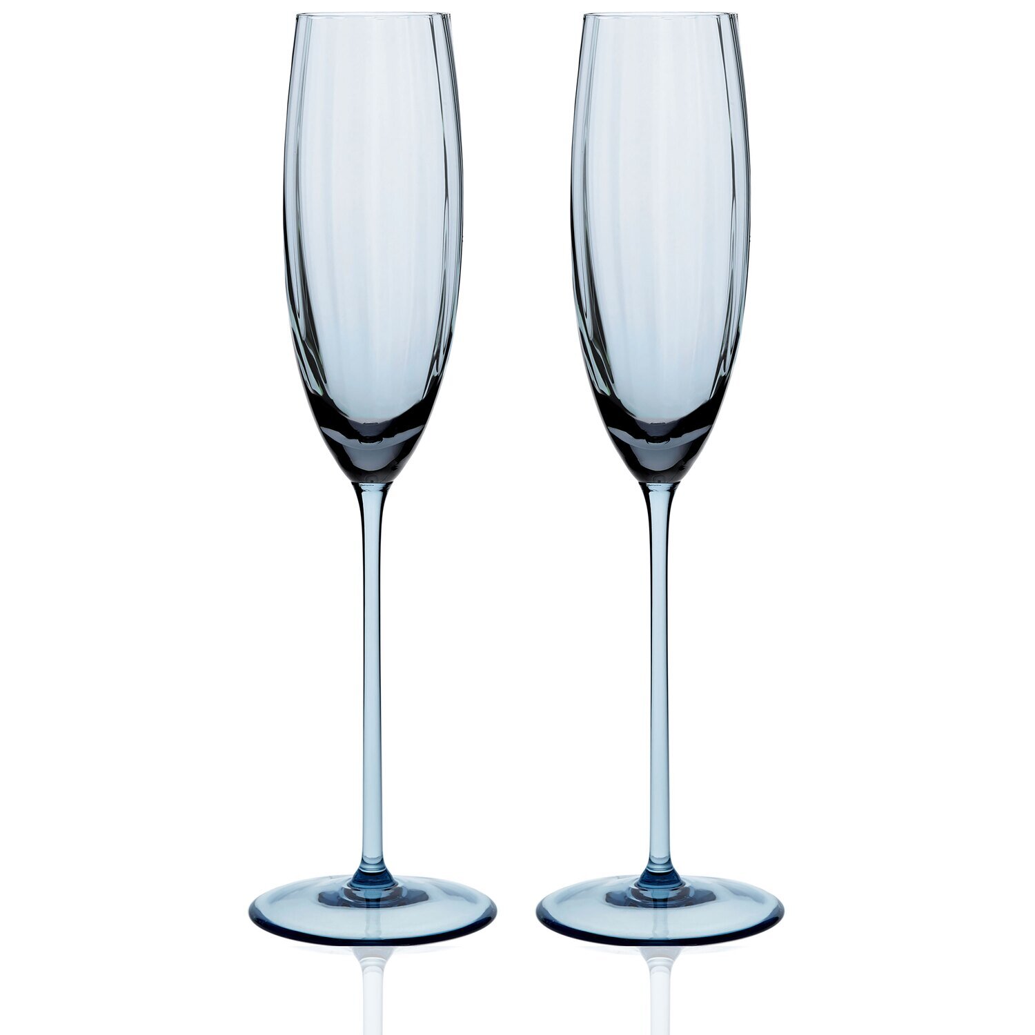 Caskata Quinn Optic Flute Glasses Set of 2 Ocean GL-OFLUTE-400, MPN: GL-OFLUTE-400, 817325011433