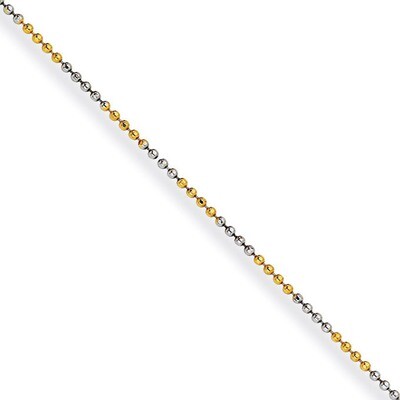 White &amp; Yellow Rhodium over Brass 1.50mm 2 color plated Ball Chain SRN206 by Chisel, MPN: SRN206, 8…