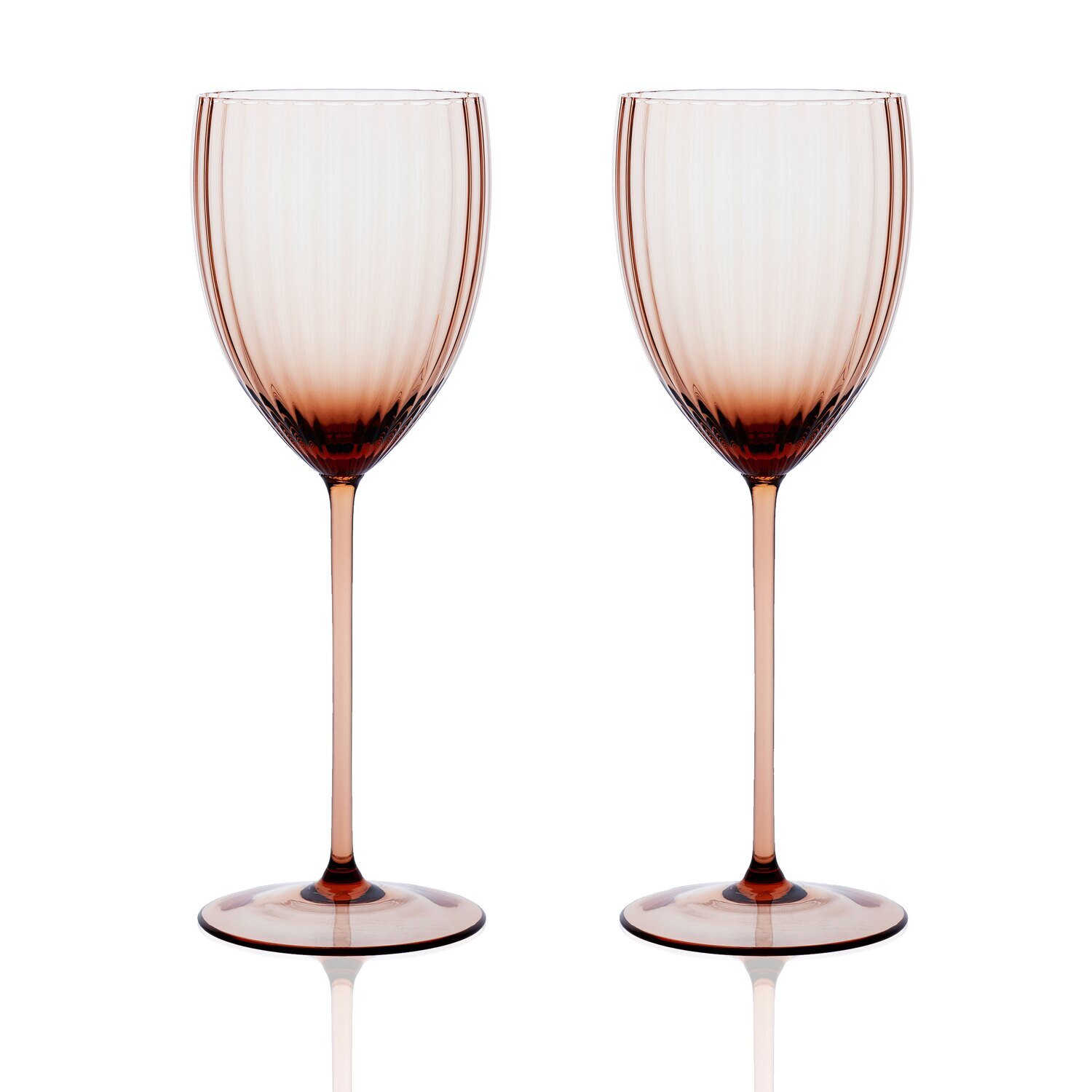 Caskata Quinn Optic White Wine Glasses Set of 2 Amber GL-OWWIN-200