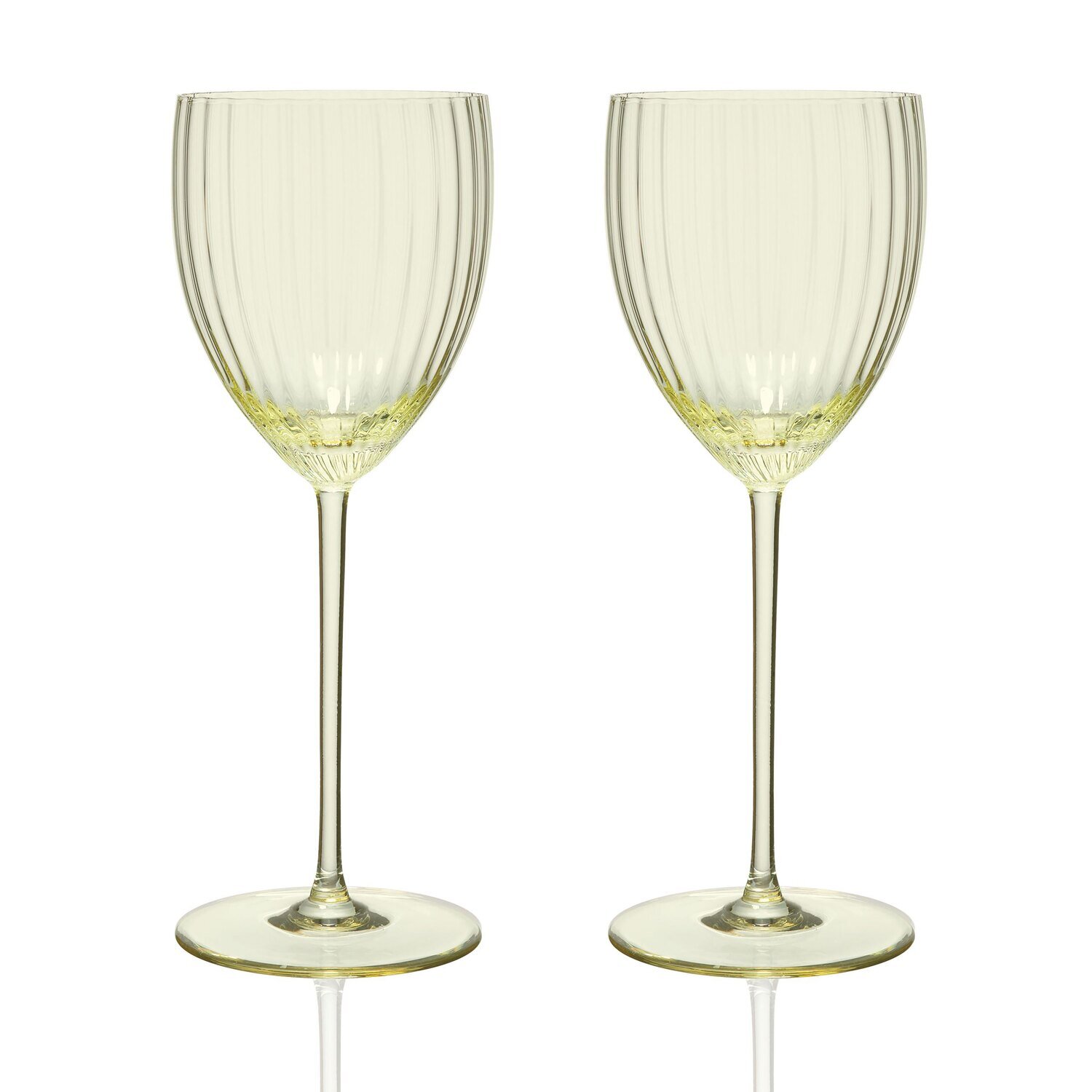 Caskata Quinn Optic White Wine Glasses Set of 2 Citrine GL-OWWIN-500