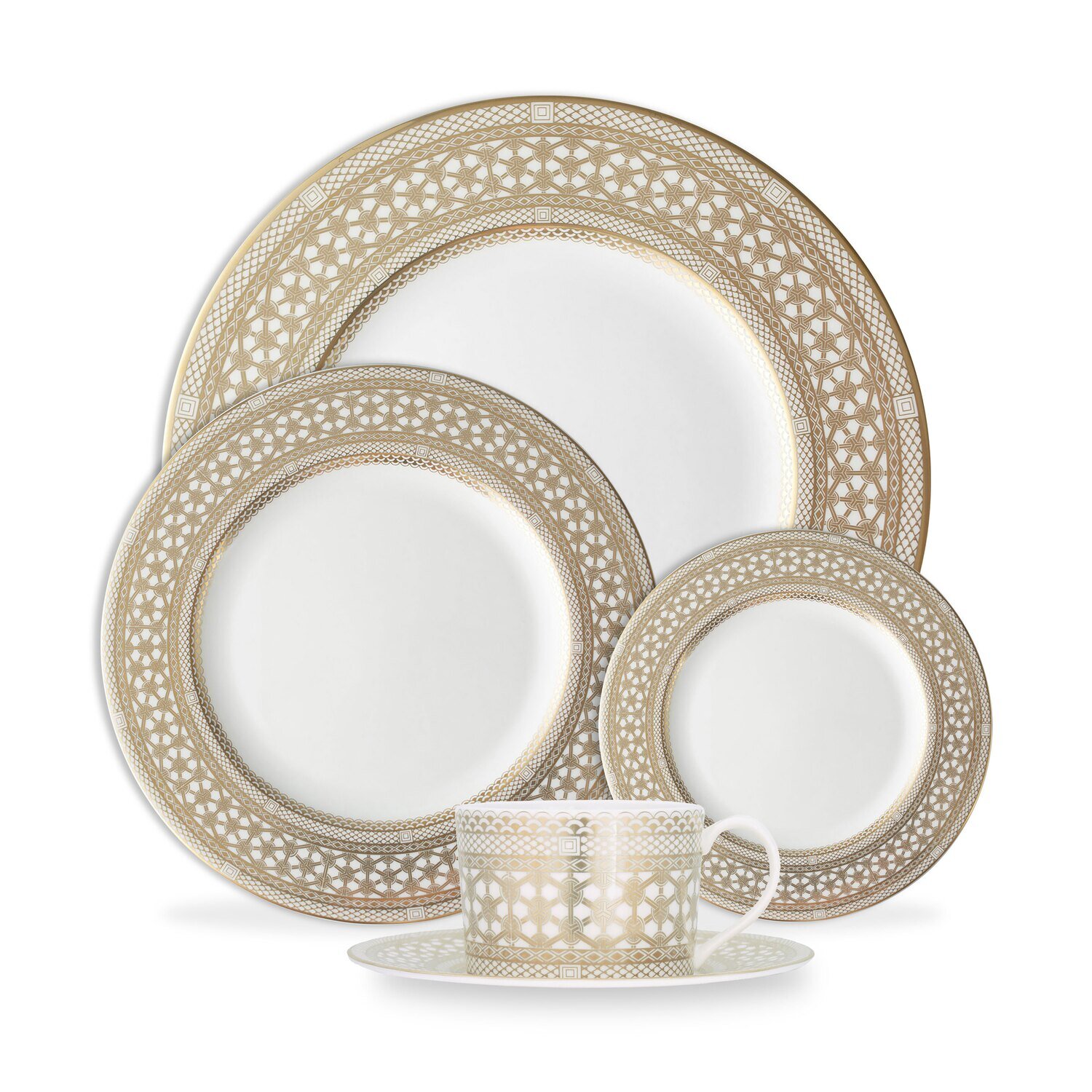 Caskata Hawthorne Gilt Place Setting 5 Piece Gold PLCE-314, MPN: PLCE-314, 816666029367