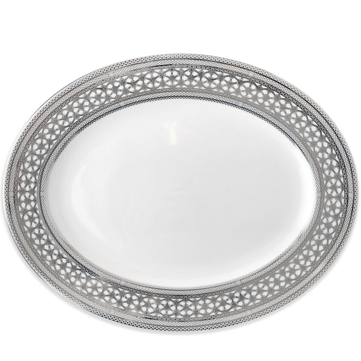 Caskata Hawthorne Ice Rimmed Oval Platter Platinum LOVL-214, MPN: LOVL-214, 817325017220