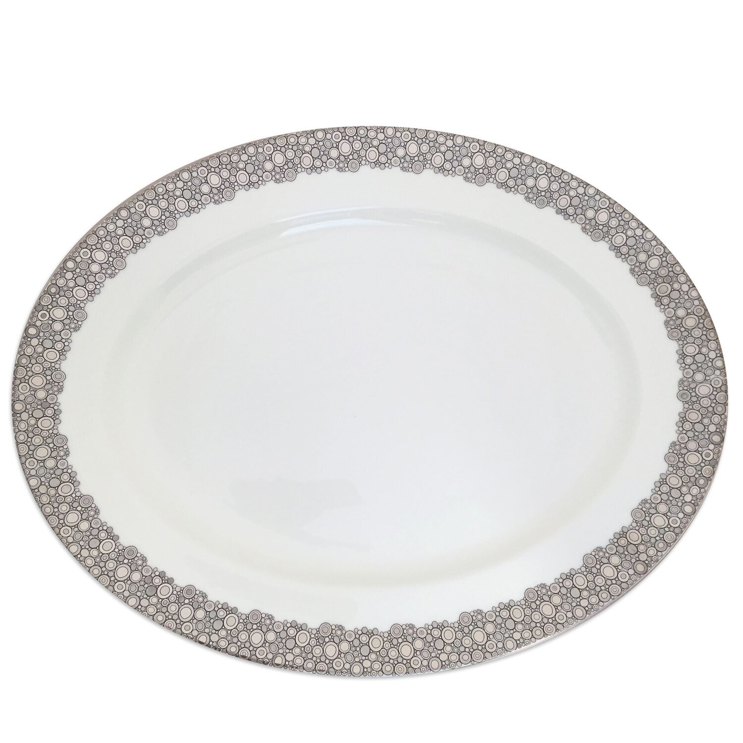 Caskata Ellington Shine Rimmed Oval Platter Platinum LOVL-215, MPN: LOVL-215, 817325018999
