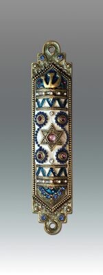 Tizo Mezuzah with Start of David Enamel Multi-color, MPN: RS8490MZ,