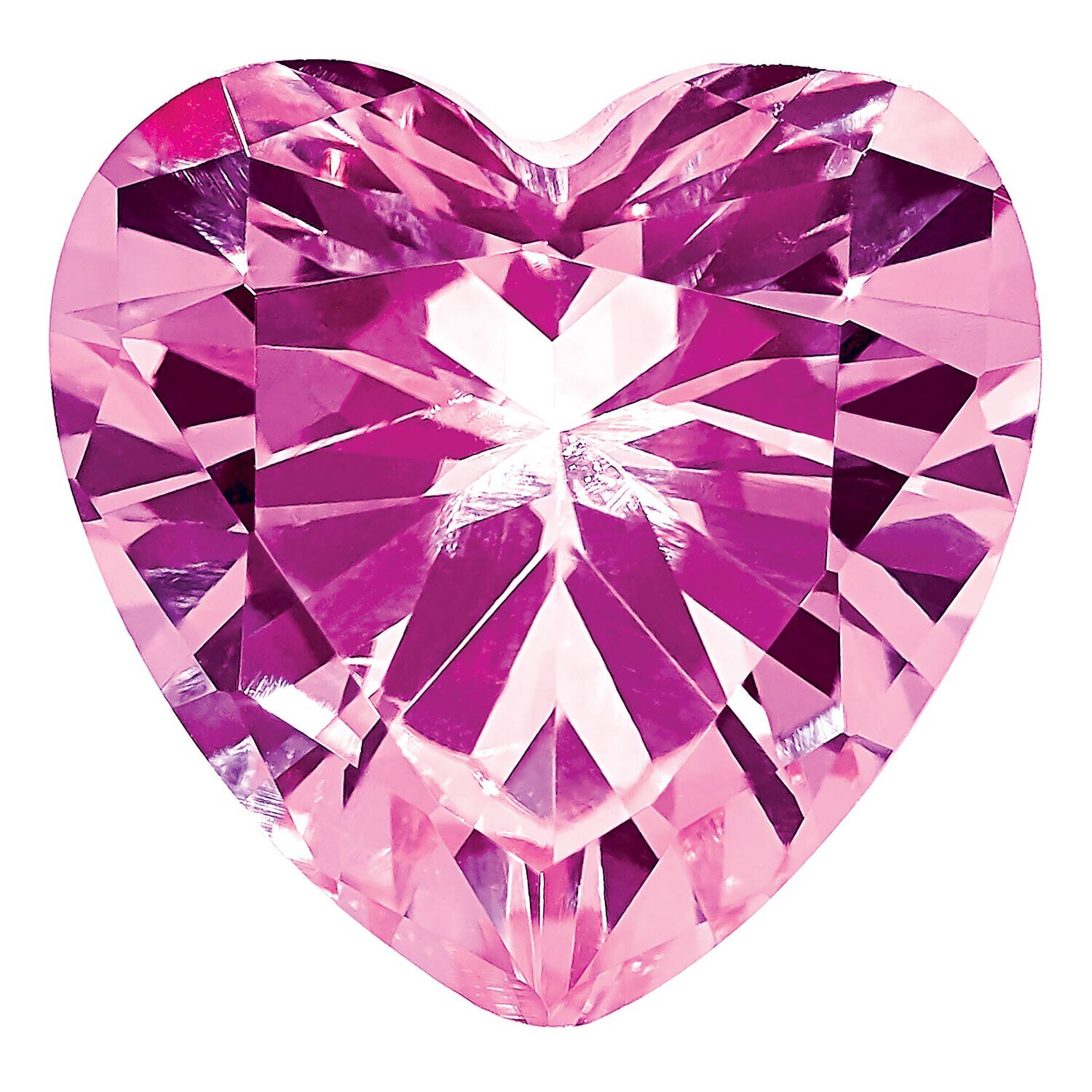 Created Sapphire Pink 7mm Heart Faceted Gemstone CS-0700-HTF-PK, MPN: CS-0700-HTF-PK, 883957999197