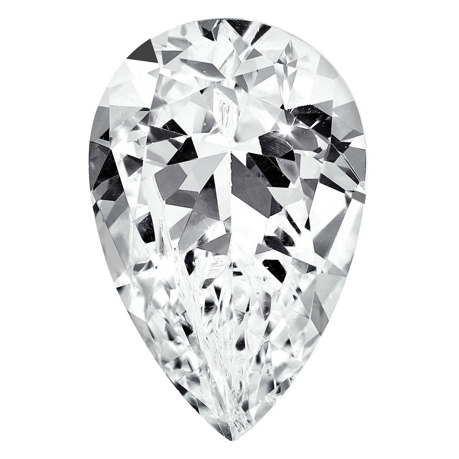 Cubic Zirconia White 12X8mm Pear A Quality Gemstone CZ-1208-PSF-WH-A, MPN: CZ-1208-PSF-WH-A,