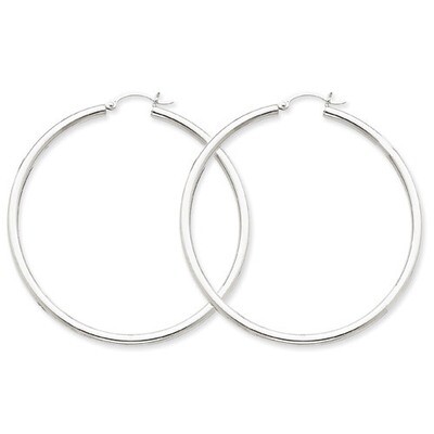 2.5mm Lightweight Round Hoop Earrings 14k White Gold T843L, MPN: T843L, 883957286693