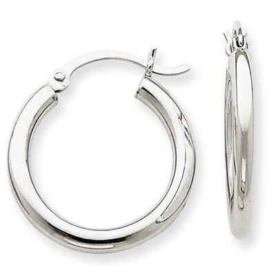 2.5mm Lightweight Round Hoop Earrings 14k White Gold T840L, MPN: T840L, 883957286631