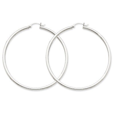 2.5mm Lightweight Round Hoop Earrings 14k White Gold T842L, MPN: T842L, 883957286679