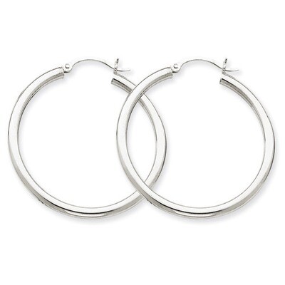 2.5mm Lightweight Round Hoop Earrings 14k White Gold T837L, MPN: T837L, 883957286570