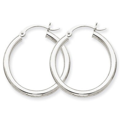2.5mm Lightweight Round Hoop Earrings 14k White Gold T839L, MPN: T839L, 883957286617
