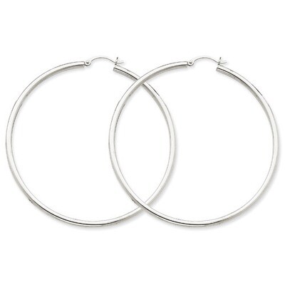 2.5mm Lightweight Round Hoop Earrings 14k White Gold T841L, MPN: T841L, 883957286655