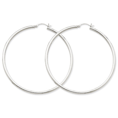 2.5mm Lightweight Round Hoop Earrings 14k White Gold T841L, MPN: T841L, 883957286655