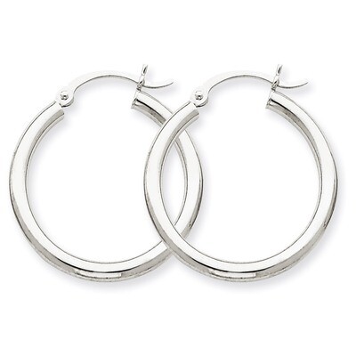 2.5mm Round Hoop Earrings 14k White Gold T839, MPN: T839, 883957286600