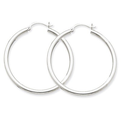 2.5mm Lightweight Round Hoop Earrings 14k White Gold T846L, MPN: T846L, 883957286754