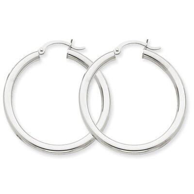 3mm White Hoop Earrings 14k Gold T848L, MPN: T848L, 883957286792