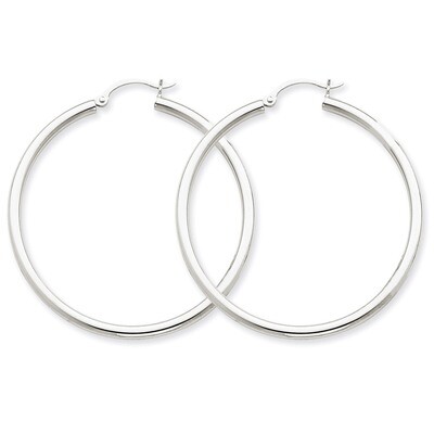 2.5mm Round Hoop Earrings 14k White Gold T845, MPN: T845, 883957286723