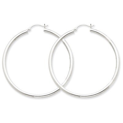 2.5mm Lightweight Round Hoop Earrings 14k White Gold T844L, MPN: T844L, 883957286716