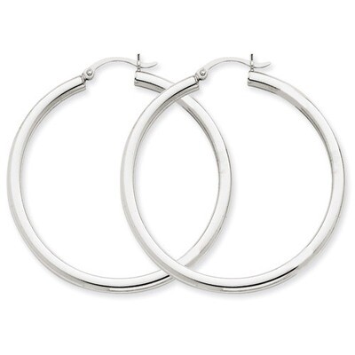 3mm White Hoop Earrings 14k Gold T853L, MPN: T853L, 883957286891