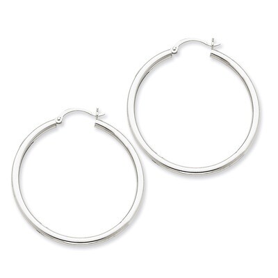 2.5mm Round Hoop Earrings 14k White Gold T846, MPN: T846, 883957286747