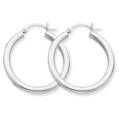 3mm Round Hoop Earrings 14k White Gold T849, MPN: T849, 883957286808