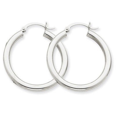 3mm White Hoop Earrings 14k Gold T849L, MPN: T849L, 883957286815