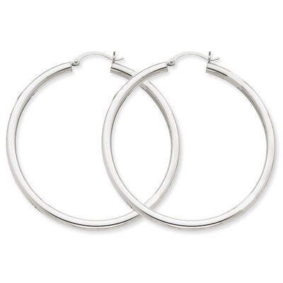 3mm White Hoop Earrings 14k Gold T854L, MPN: T854L, 883957286914