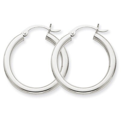 3mm White Hoop Earrings 14k Gold T850L, MPN: T850L, 883957286839