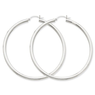 3mm White Hoop Earrings 14k Gold T856L, MPN: T856L, 883957286952