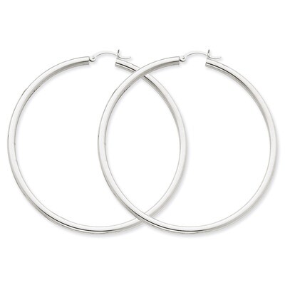 3mm Round Hoop Earrings 14k White Gold T857, MPN: T857, 883957286969