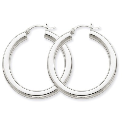 4mm x 35mm Tube Hoop Earrings 14k White Gold T859, MPN: T859, 883957287003