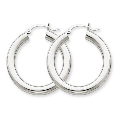 4mm Lightweight Round Hoop Earrings 14k Gold Polished T860L, MPN: T860L, 883957287034