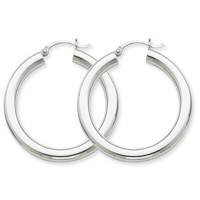 4mm Lightweight Round Hoop Earrings 14k Gold Polished T859L, MPN: T859L, 883957287010