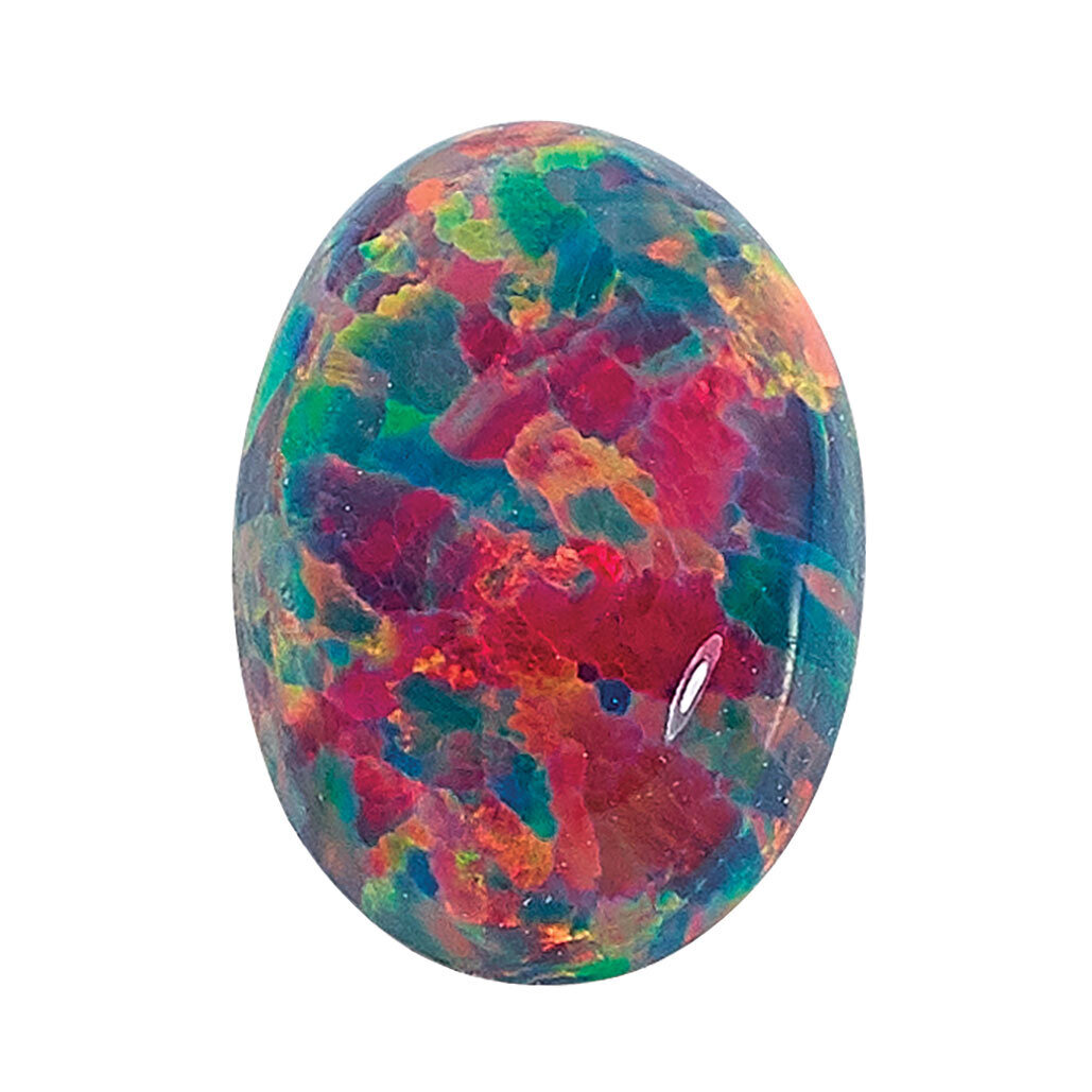 Imitation Opal Black 10X8mm Oval Cabochon Gemstone OI-1008-OVC-BK, MPN: OI-1008-OVC-BK,