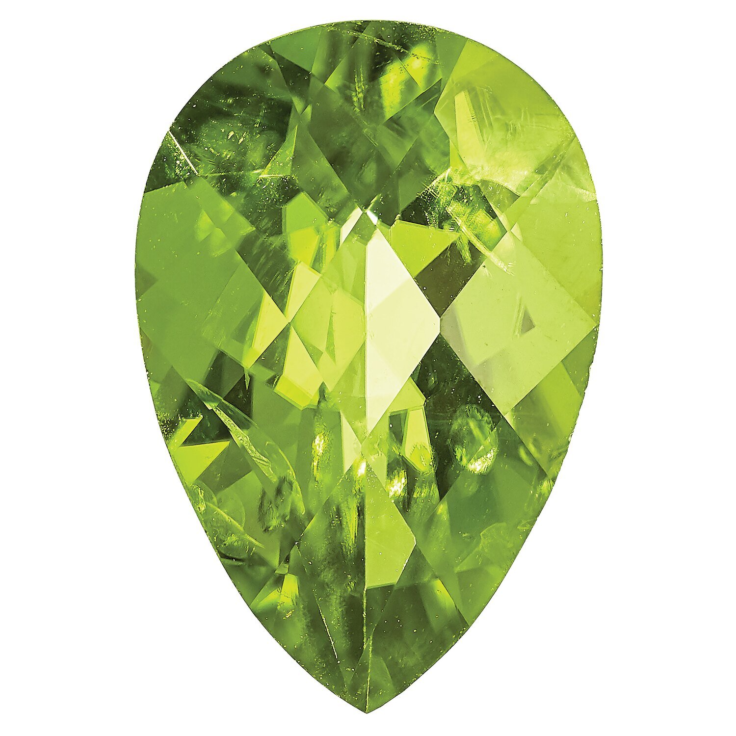 Peridot 10X7mm Pear Checkerboard AA Quality Gemstone PE-1007-PSX-AA, MPN: PE-1007-PSX-AA,