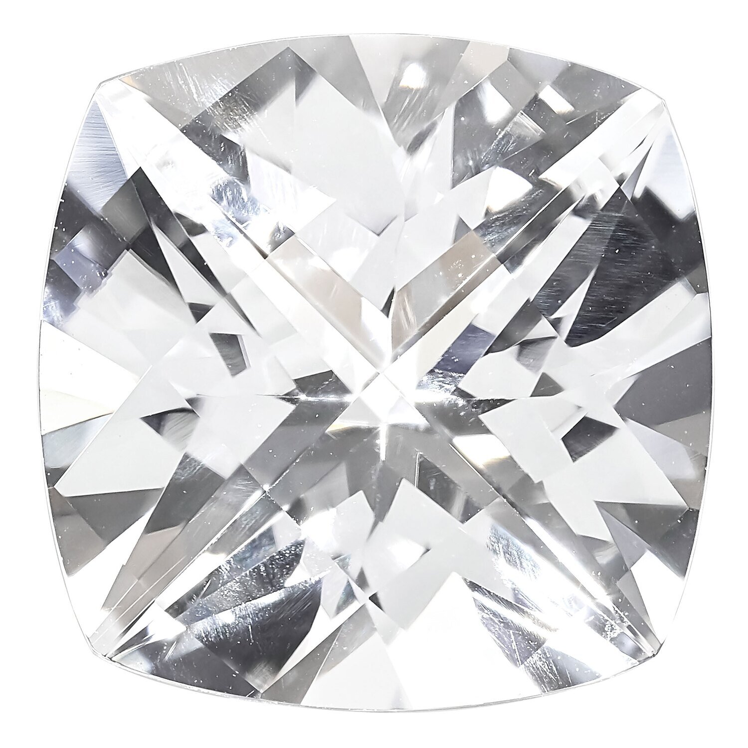 Topaz White 10mm Cushion Checkerboard Gemstone TP-1000-CUX-WH, MPN: TP-1000-CUX-WH,