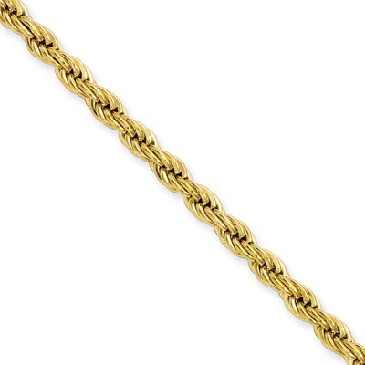 IP Gold-plated 4.0mm 18 Inch Rope Chain - Stainless Steel SRN673GP by Chisel, MPN: SRN673GP, 883957…