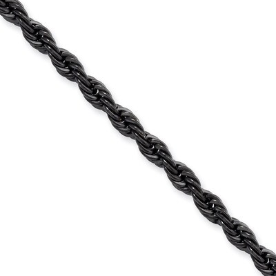 IP Black-plated 4.0mm 18 Inch Rope Chain - Stainless Steel SRN673BP by Chisel, MPN: SRN673BP, 88677…